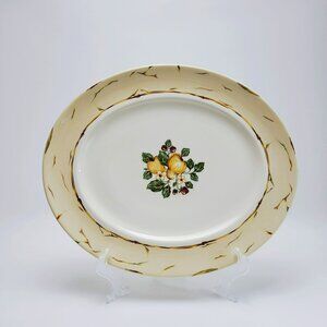 Wedgwood Amway Pears & Berries 14" Oval Serving Platter Beige Fruit & Floral